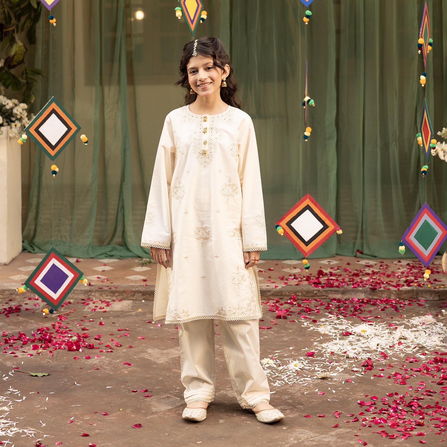 Girls Cotton Emb 2Pcs Rabab-Off.White Price in Pakistan | Bachaa Party