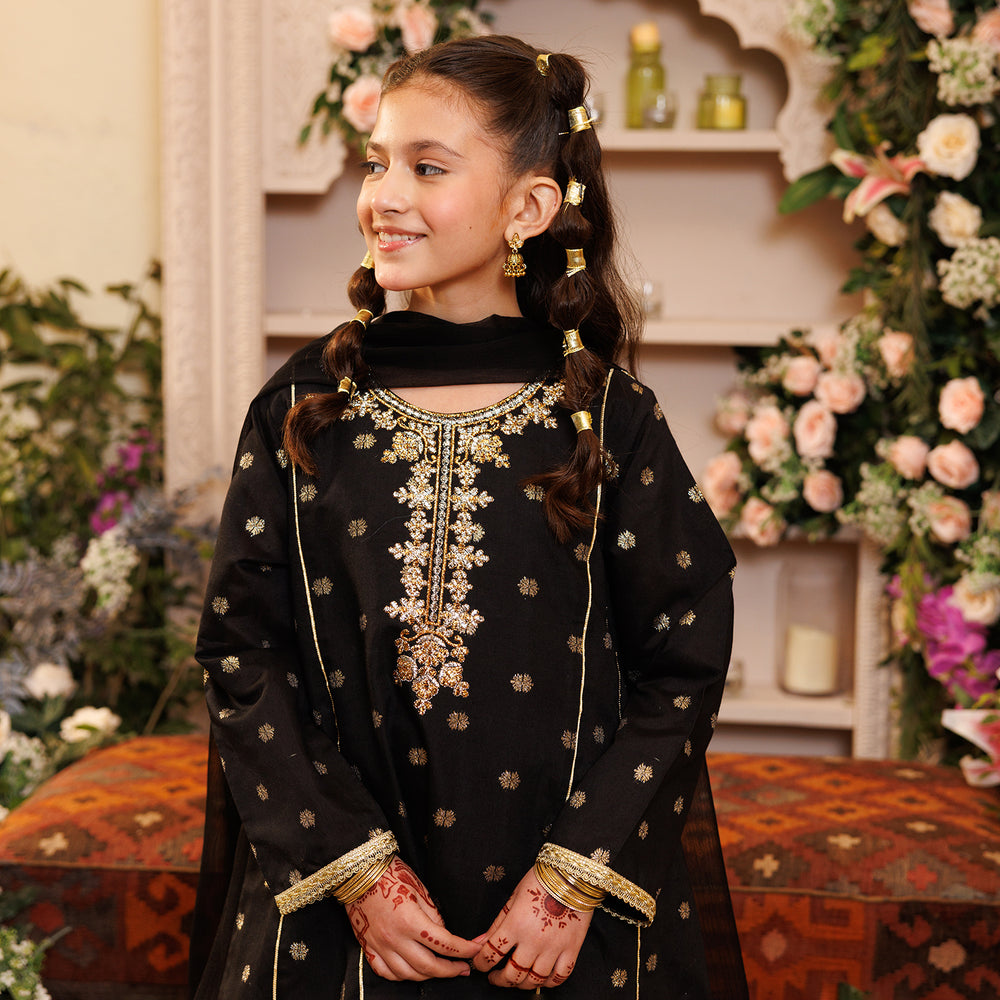 Girls Jacquard 3-Piece Set (Jewel) - Black