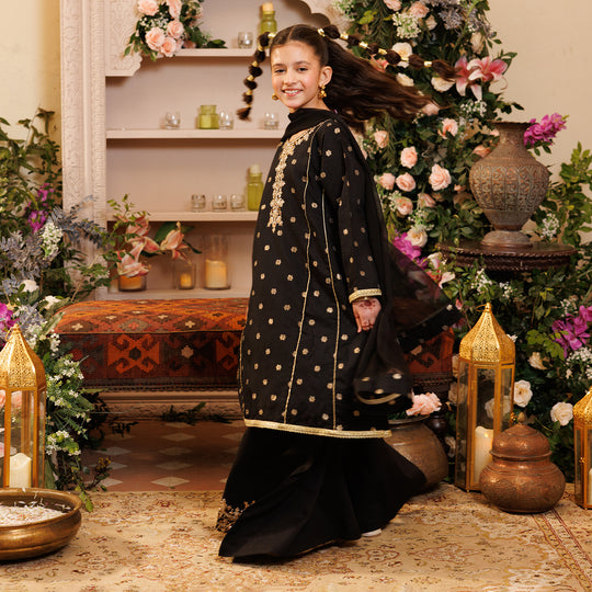 Girls Jacquard 3-Piece Set (Jewel) - Black