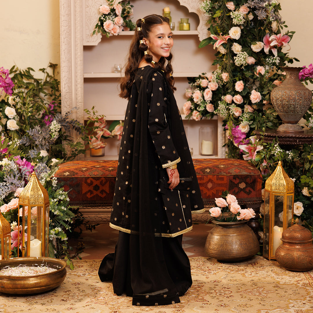 Girls Jacquard 3-Piece Set (Jewel) - Black