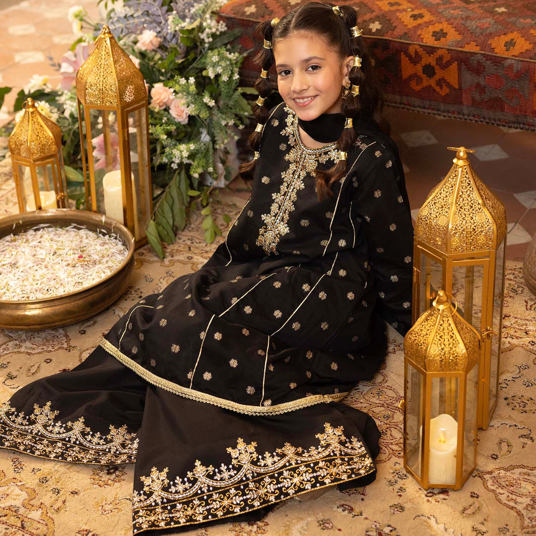 Girls Jacquard 3-Piece Set (Jewel) - Black