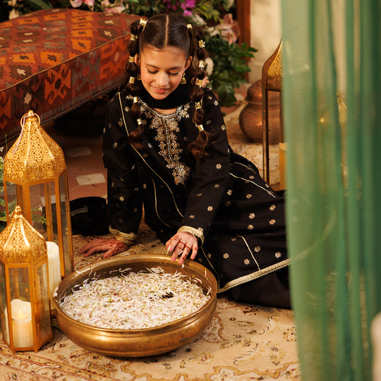 Girls Jacquard 3-Piece Set (Jewel) - Black