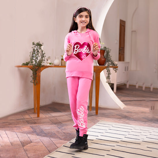 Girls Cotton Terry 2 Piece Suit -Sachet Pink