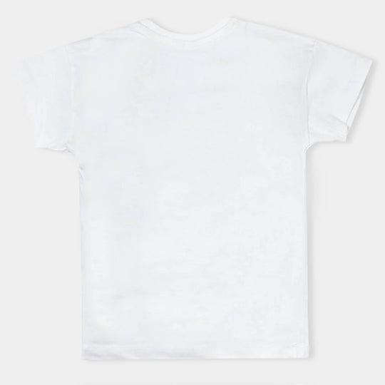 Boys Premium Lycra Jersey T-Shirt Basic-White