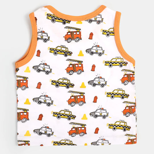 Infant Cotton Boys Sando Traffic | White