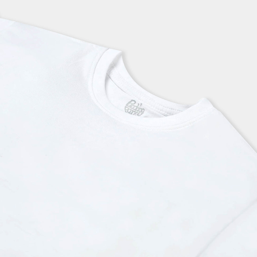 Boys Premium Lycra Jersey T-Shirt Basic-White