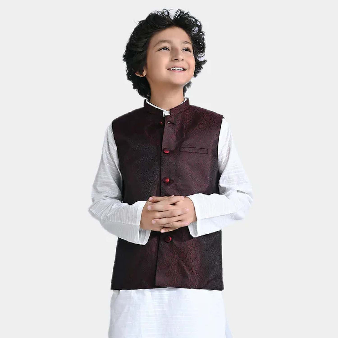 Boys Poly Viscose Waistcoat-MAROON