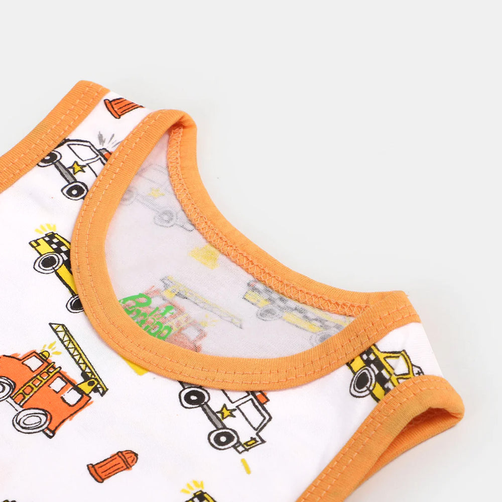 Infant Cotton Boys Sando Traffic | White