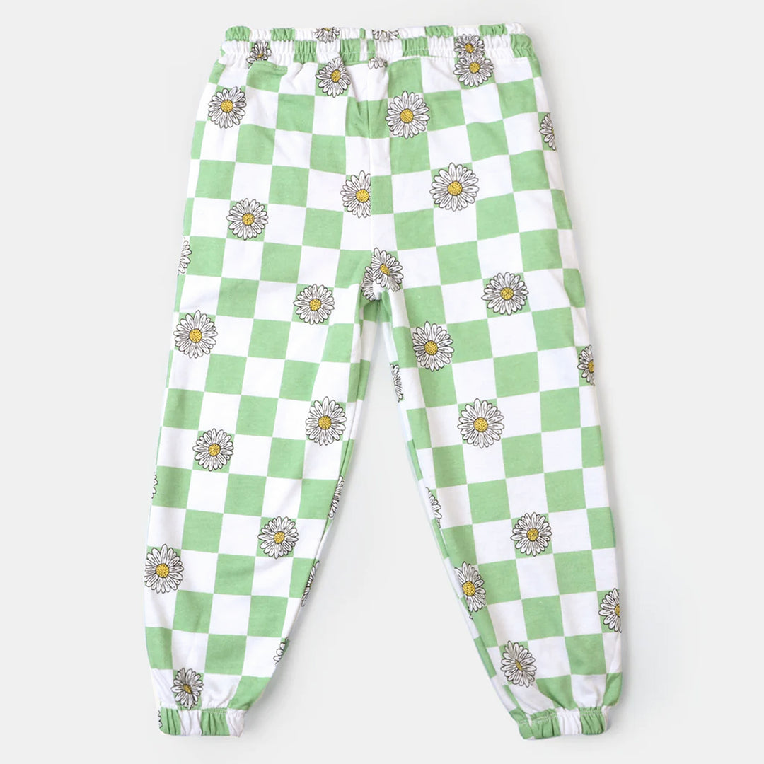 Girls Cotton Terry Pyjama Character Print - Green