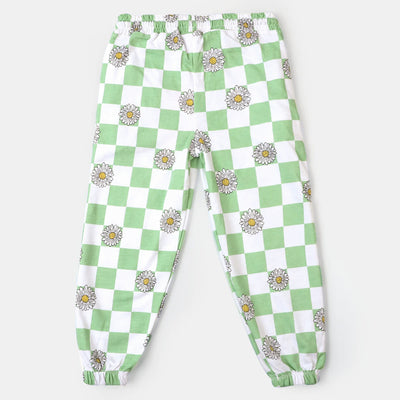 Girls Cotton Terry Pyjama Character Print - Green