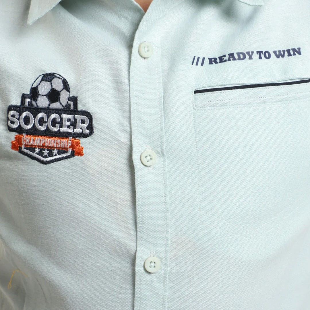 Boys Chambray Casual Shirt Ready To Win