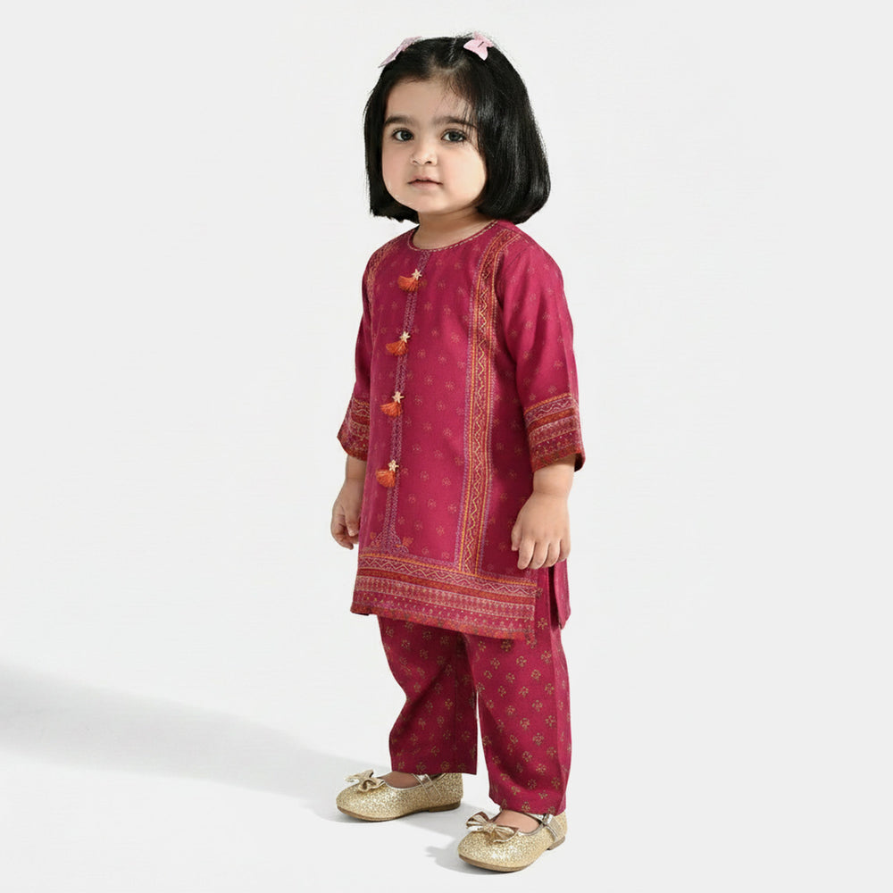 Infant Girls Poly Mesh Printed 2Pcs - Magenta