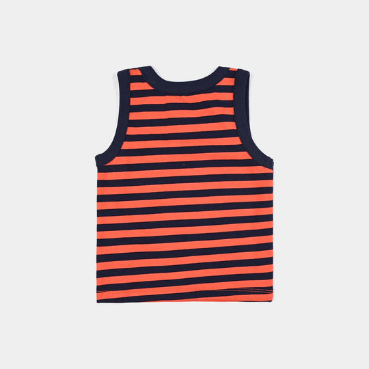 Infant Boys Cotton Jersey Sando Orange Stripes