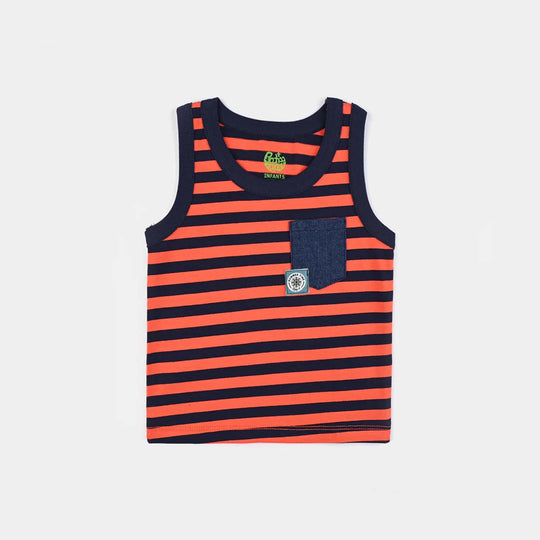 Infant Boys Cotton Jersey Sando Orange Stripes