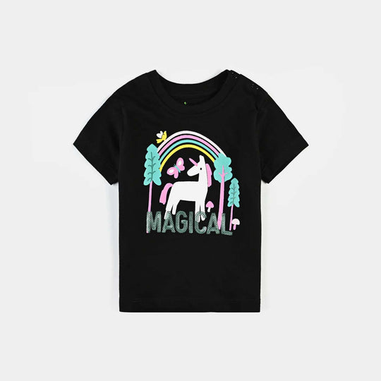 Infant Girls Cotton Jersey T-Shirt Magical-Jet Black