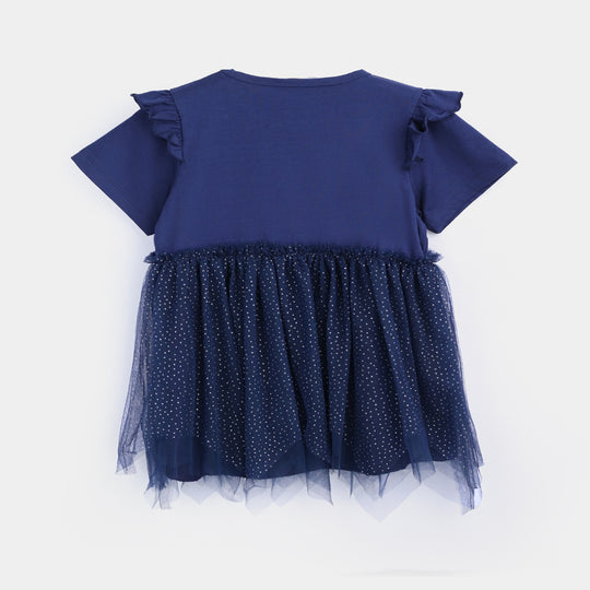 Infant Girls Lycra Jersey Frock-NAVY