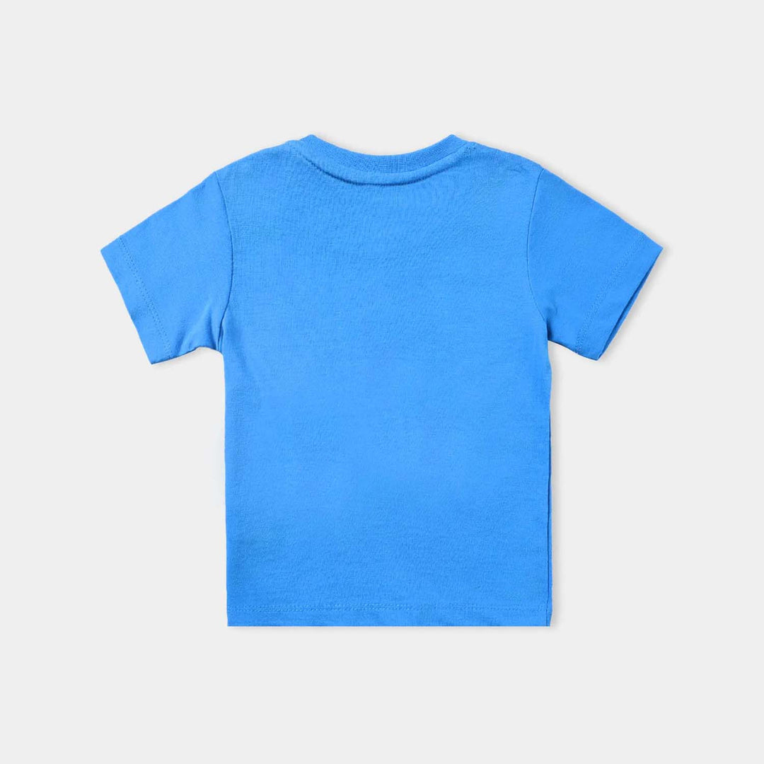 Infant Boys Cotton Jersey Round Neck T-Shirt Number One-B.Blue