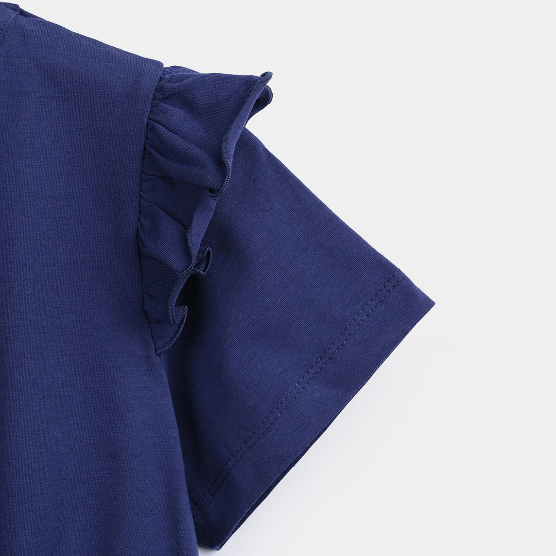 Infant Girls Lycra Jersey Frock-NAVY