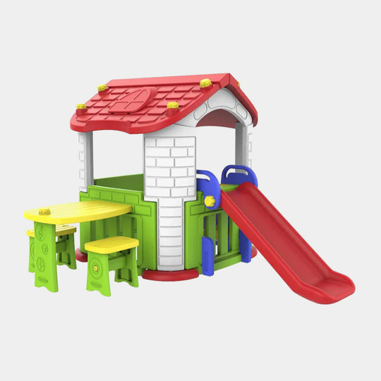 Kids Activity Playhouse with Slide & Table Set
