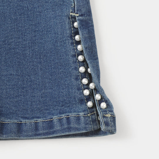 Girls Denim Stretch Pant Pearls - LIGHT BLUE