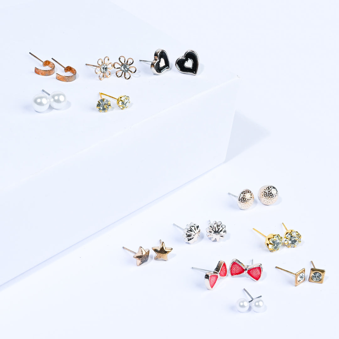 12 Pairs Charming Ears Studs/Tops For Girls