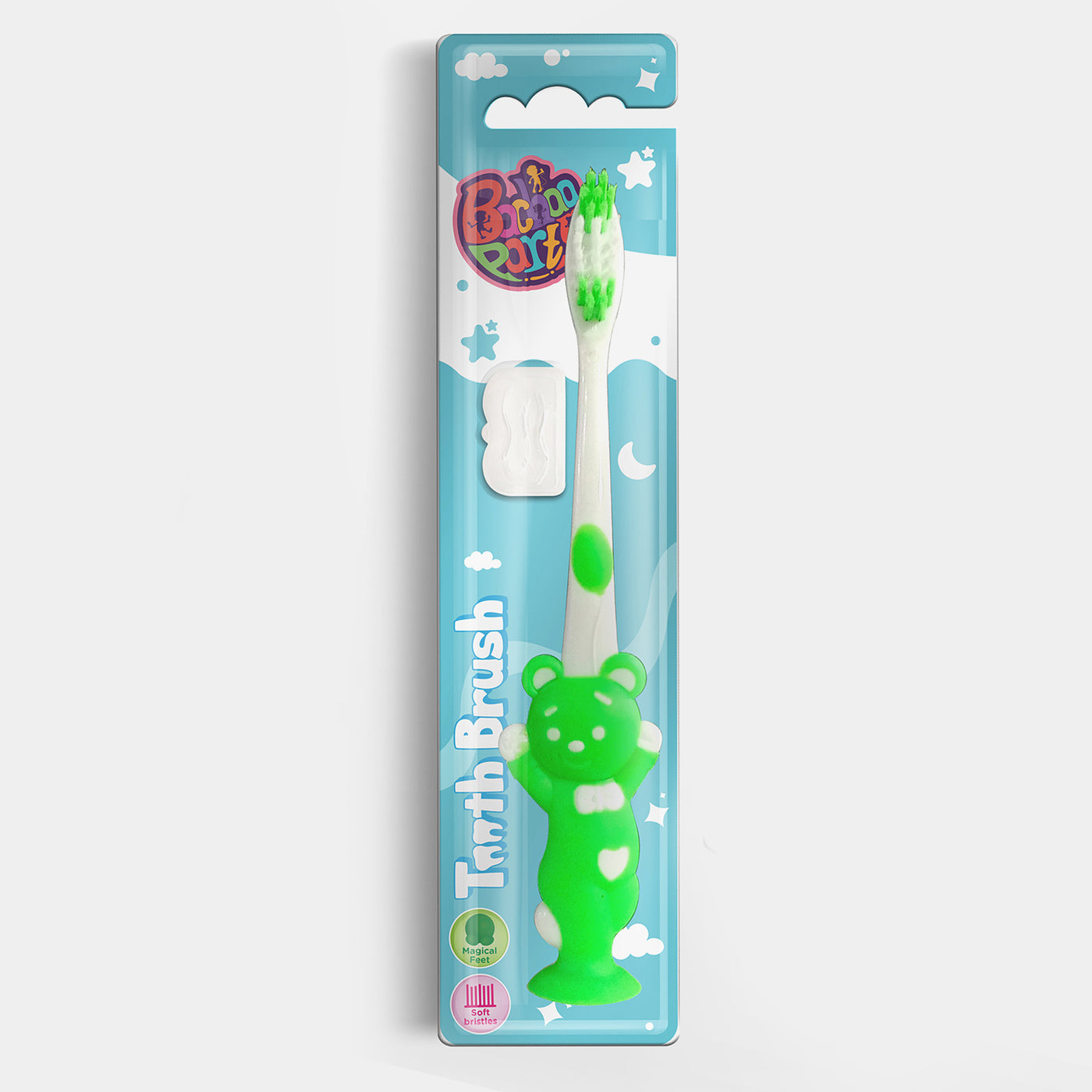 Toothbrush Magic Feet Bear For Kids-P.GREEN