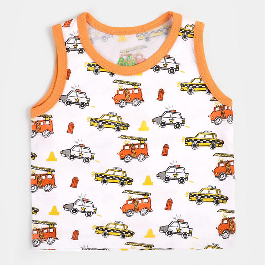 Infant Cotton Boys Sando Traffic | White