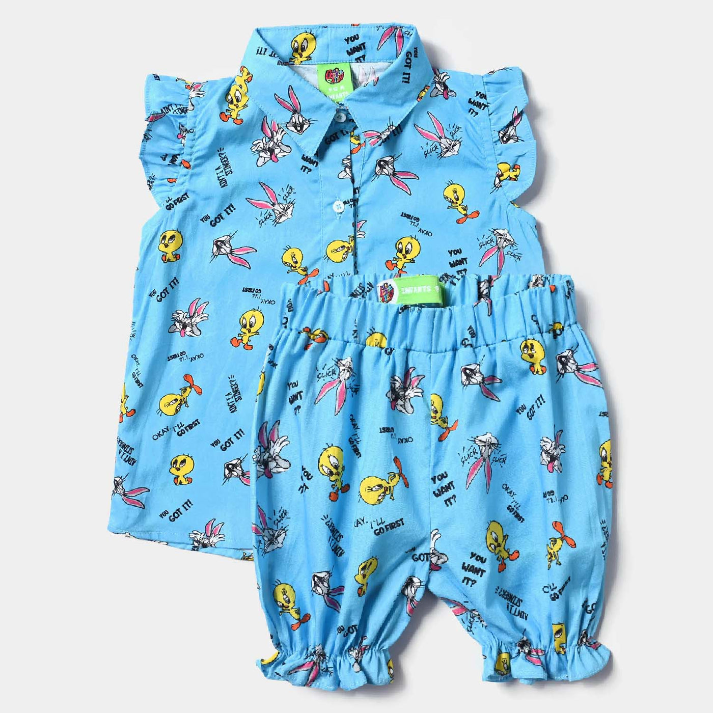 Infant Girls Cotton Poplin Woven Suit-LT.Blue