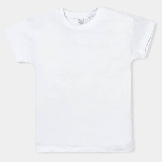 Boys Premium Lycra Jersey T-Shirt Basic-White