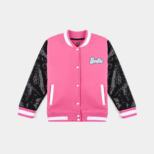 Girls Fleece Knitted Jacket-Hot.Pink