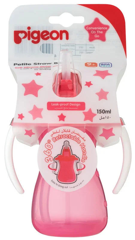 PIGEON PETITE STRAW BOTTLE 150ML (PINK)