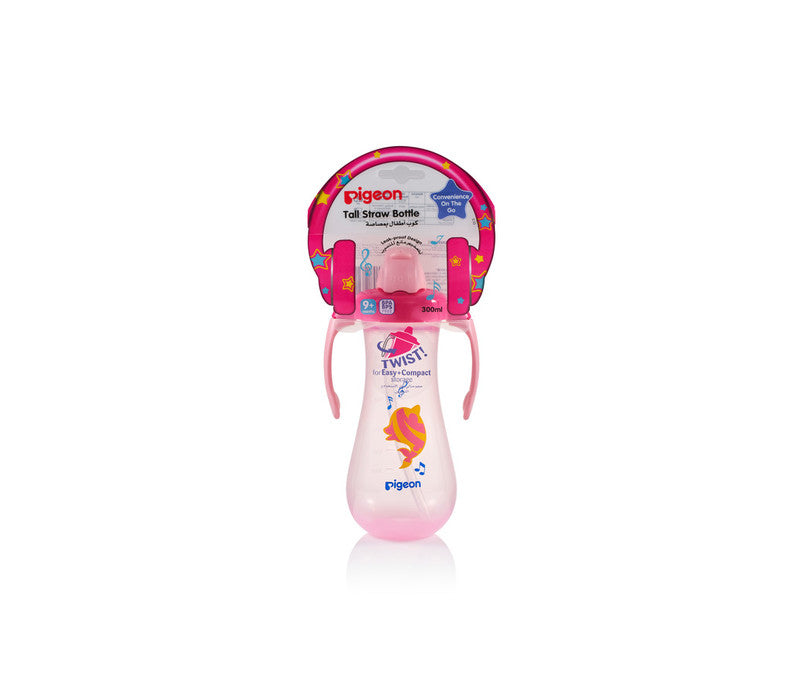 PIGEON TALL STRAW BOTTLE PINK