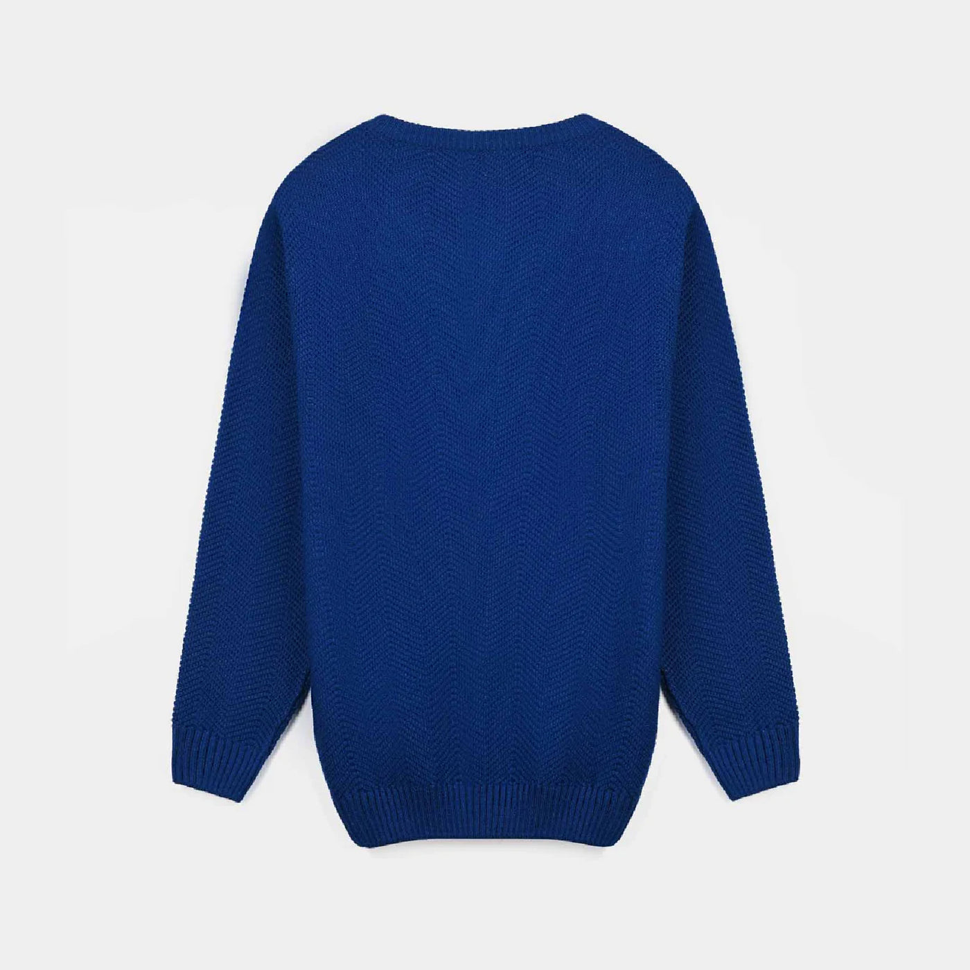 Teens Acrylic Unisex Crew Neck Textured Sweater-Marin.Blue