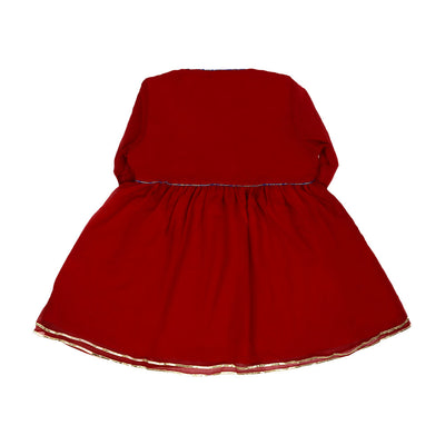 Gota Fancy Gharara 3Pcs Suit For Girls - Red