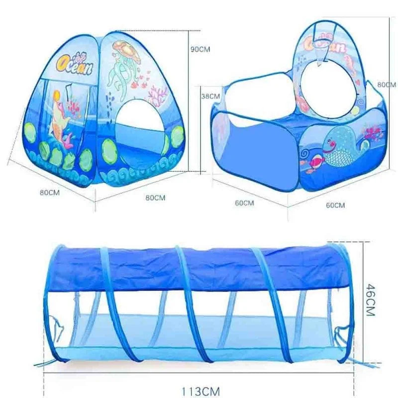 Children Tent House 3-in-1 Pop-Up Play Tent, Tunnel, and Ball Pit