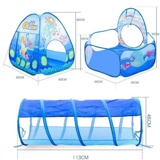 Children Tent House 3-in-1 Pop-Up Play Tent, Tunnel, and Ball Pit