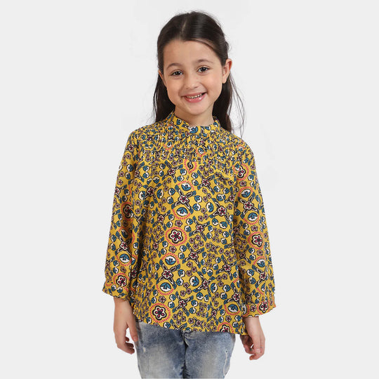 Girls Cotton Casual Top - Yellow