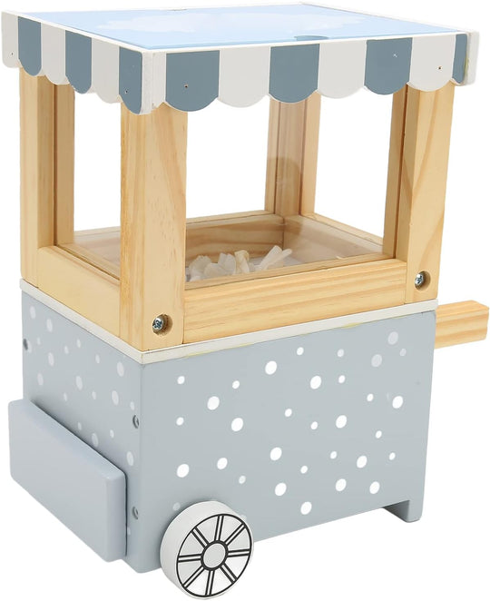Wooden Popcorn Cart Pretend Play Set For Kids