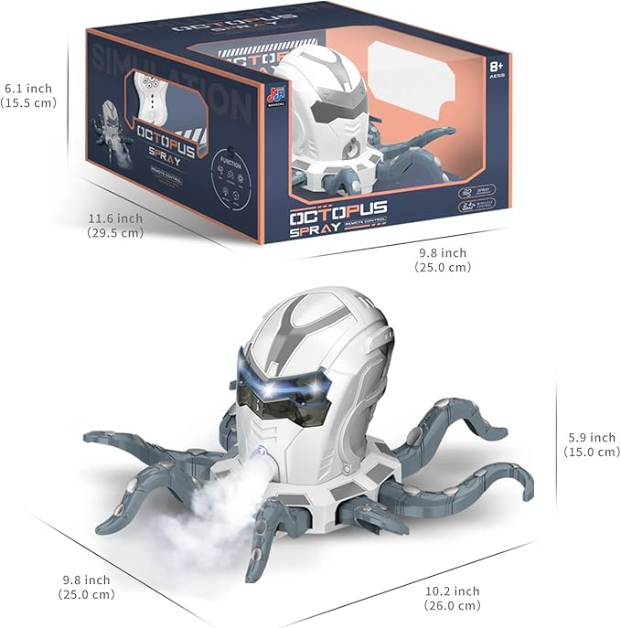 Remote Control Octopus Toy With Mist Spray & LED Lights