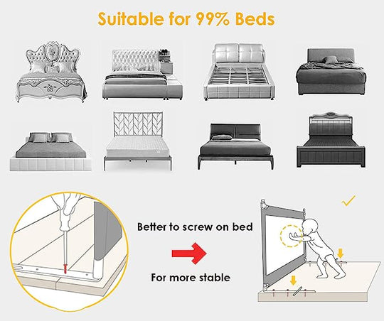 Baby Bed Fence Adjustable Safety Guard Rail | Maroon | 2 Meter