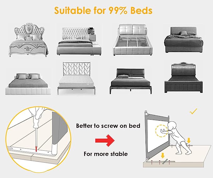 Baby Bed Fence Adjustable Safety Guard Rail | Sky Blue | 2 Meter