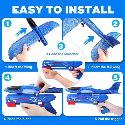 Glider Plane Foam Launcher Toy - Blue