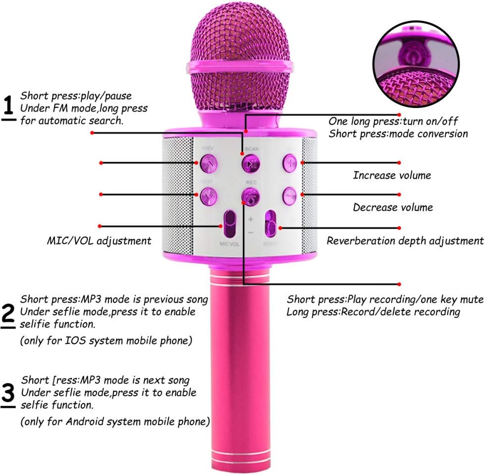 Wireless Bluetooth Musical Mic -Pink