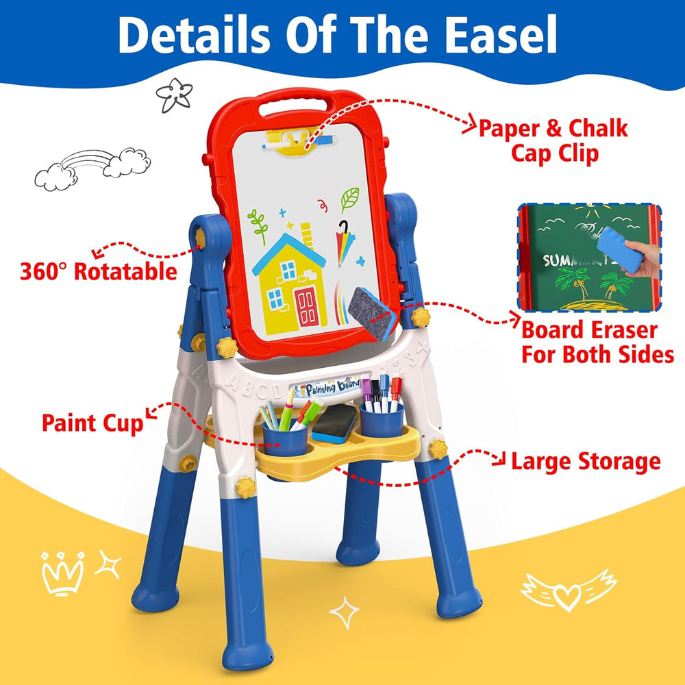 3-in-1 Double-Sided Kids' Standing Art Easel Set | N-1099 Navy Blue