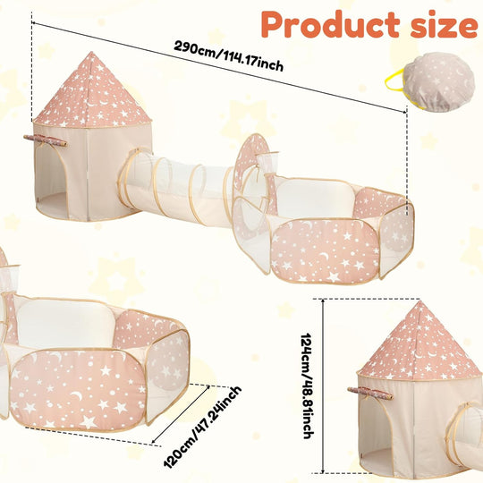 Children Tent House 3-in-1 Pop-Up Play Tent Set
