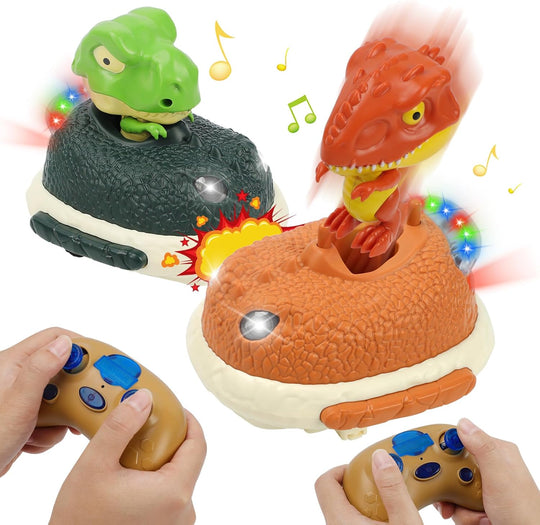 Remote Control Dinosaurs Bumper Dodging Cars with Lights & Sound - RC Battle Game