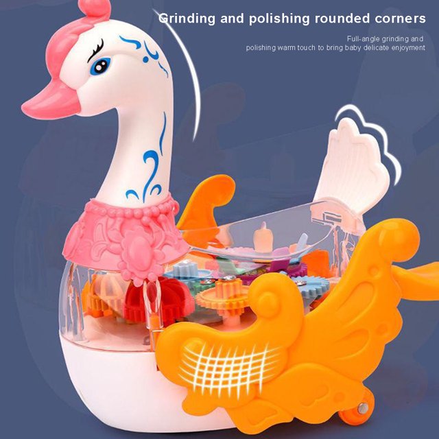 Transparent Gear Swan With Light & Music For Kids