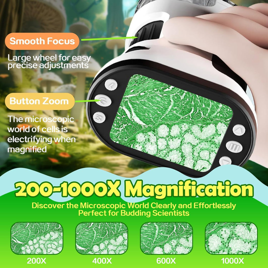 Handheld Microscope Kit for Kids, Portable Digital Microscope for Kids 200~1000X
