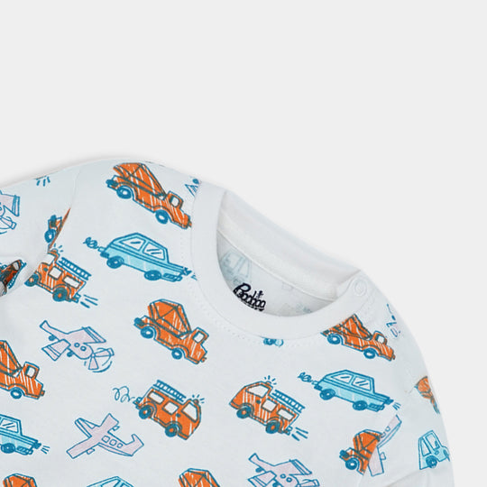 Infant Boys Round Neck T-Shirt Little Universe-White