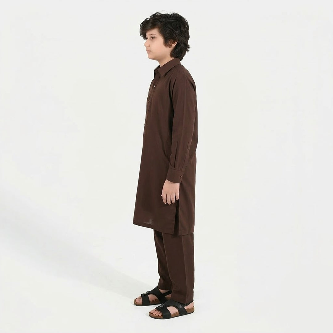Boys Poly Viscose Kurta Pajama (Blended) - Brown